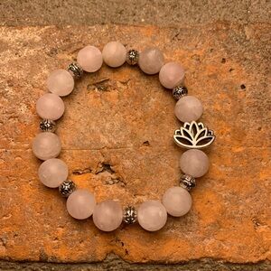 Elegant Lotus Charm Bracelet in Pink and Silver